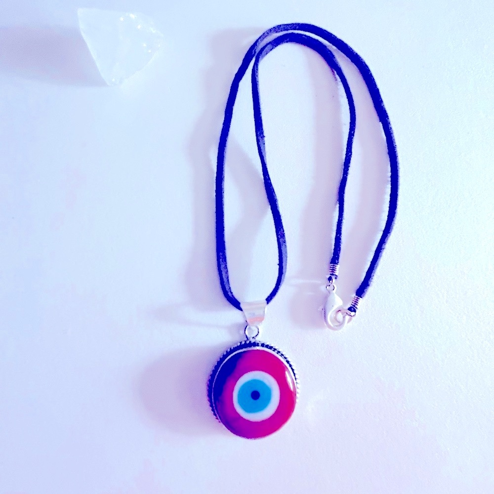 Add 1 💰free w/bundle NWOT necklace Red Evil Eye 1” glass .925 sp, suede 18”cord